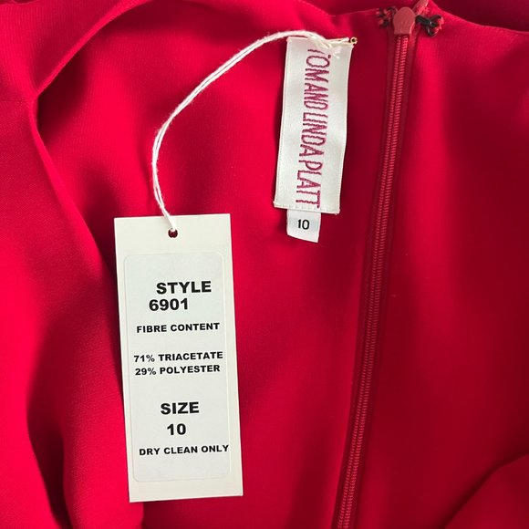 Tom and Linda Platt Twist Front Dress Red Size 10 - Picture 3 of 3